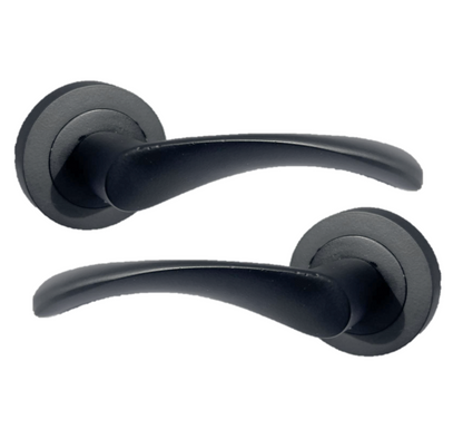 Poignées de porte Astrid à levier pivotant sur rosace - Charnières à loquet noir mat 120 mm
