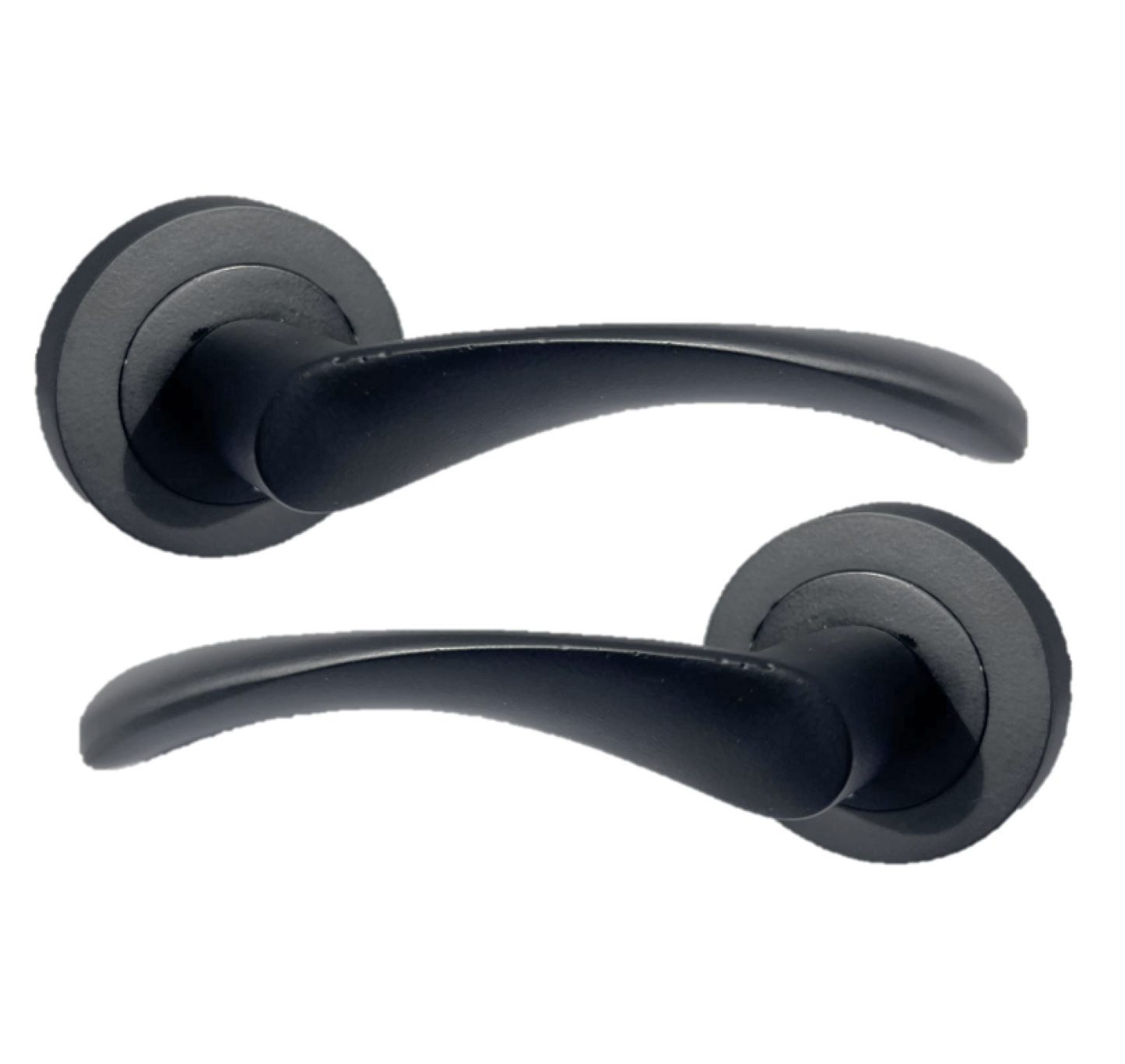 Poignée de porte Astrid à levier tournant sur rosace - Loquet noir mat 120 mm