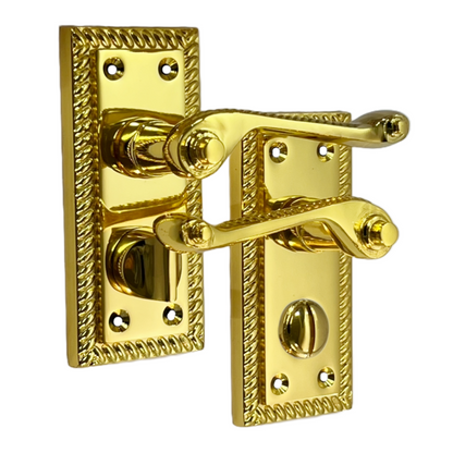 Poignées de porte géorgiennes en laiton pour WC et salle de bain, 108 mm x 48 mm, levier à défilement