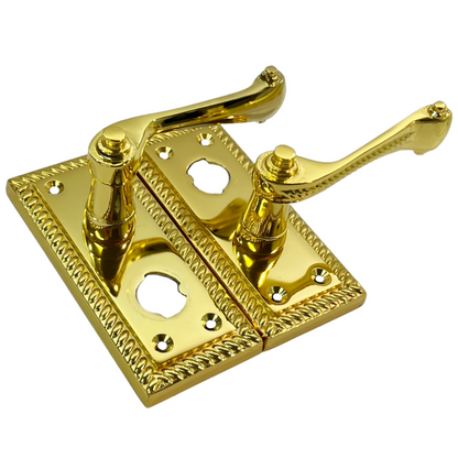 Poignées de porte géorgiennes en laiton pour WC et salle de bain, 108 mm x 48 mm, levier à défilement