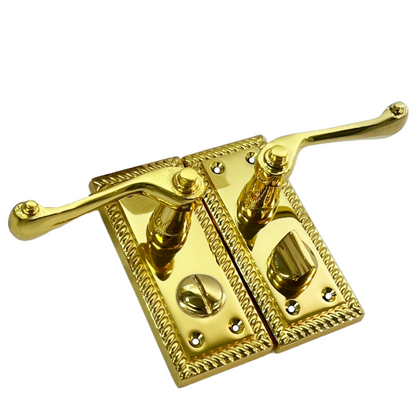 Poignées de porte géorgiennes en laiton pour WC et salle de bain, 108 mm x 48 mm, levier à défilement