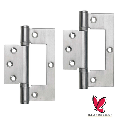 Charnières de 4 pouces en acier inoxydable à roulement à billes pour porte de placard affleurante, chrome satiné 
