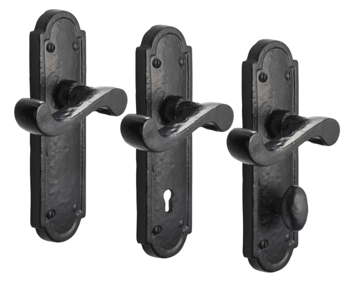 Poignées de porte en fer noir 172 x 48 mm, style cottage antique, style européen