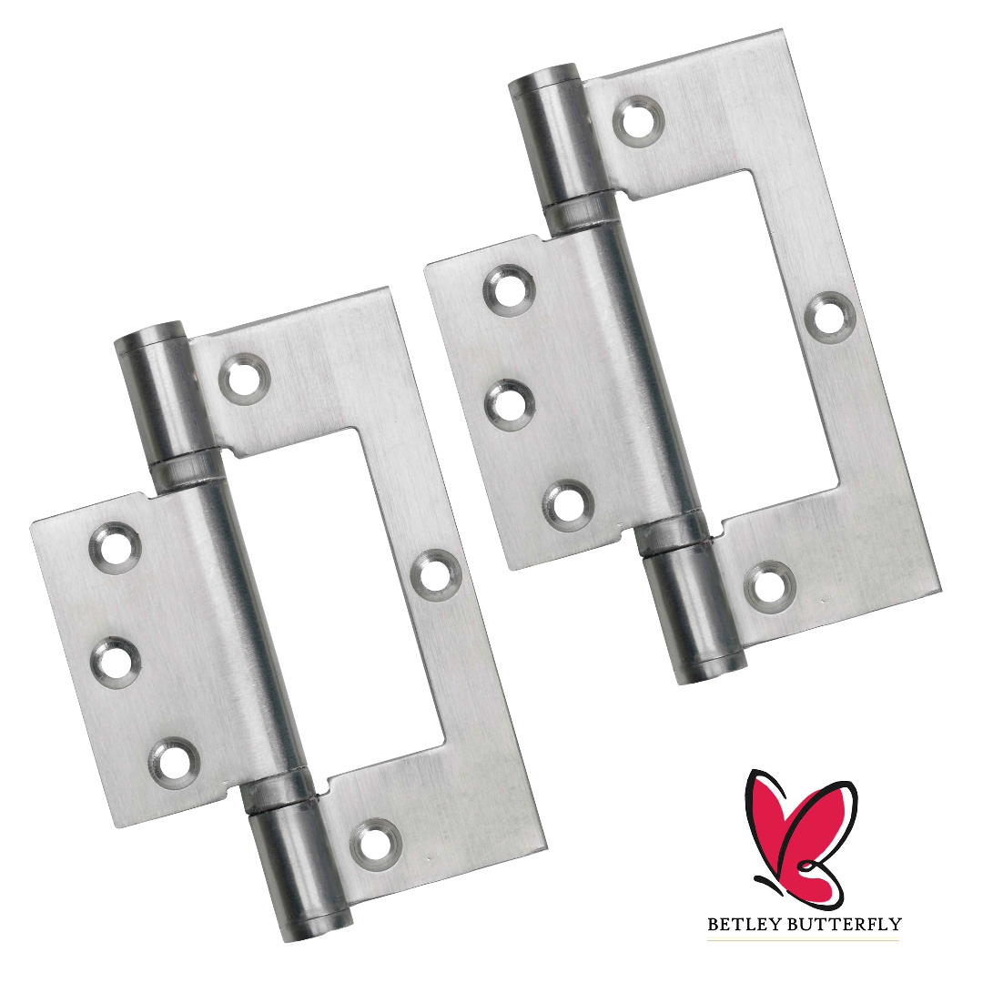 Charnières de 4 pouces en acier inoxydable à roulement à billes pour porte de placard affleurante, chrome satiné 