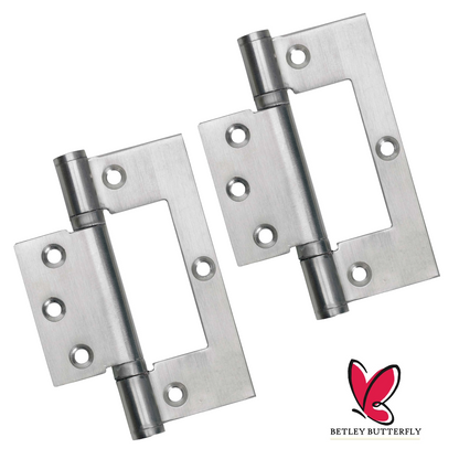 Charnières de 4 pouces en acier inoxydable à roulement à billes pour porte de placard affleurante, chrome satiné 