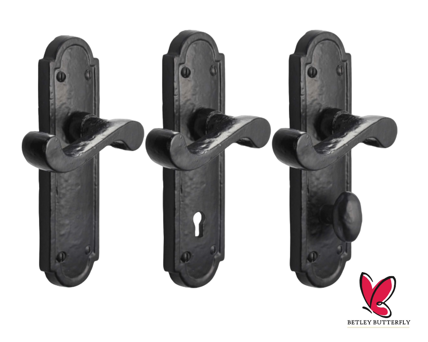 Poignées de porte en fer noir 172 x 48 mm, style cottage antique, style européen