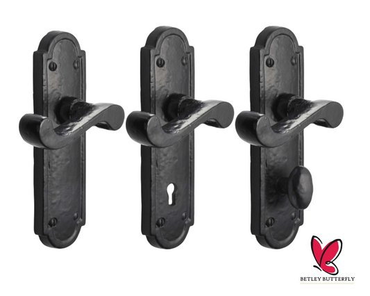 Poignées de porte en fer noir 172 x 48 mm, style cottage antique, style européen