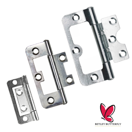 Paire de charnières affleurantes pour portes d'armoires, 50, 60, 75, 100 mm, plaque de fixation zinguée