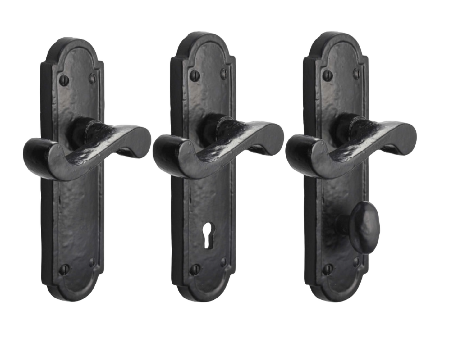 Poignées de porte en fer noir 172 x 48 mm, style cottage antique, style européen