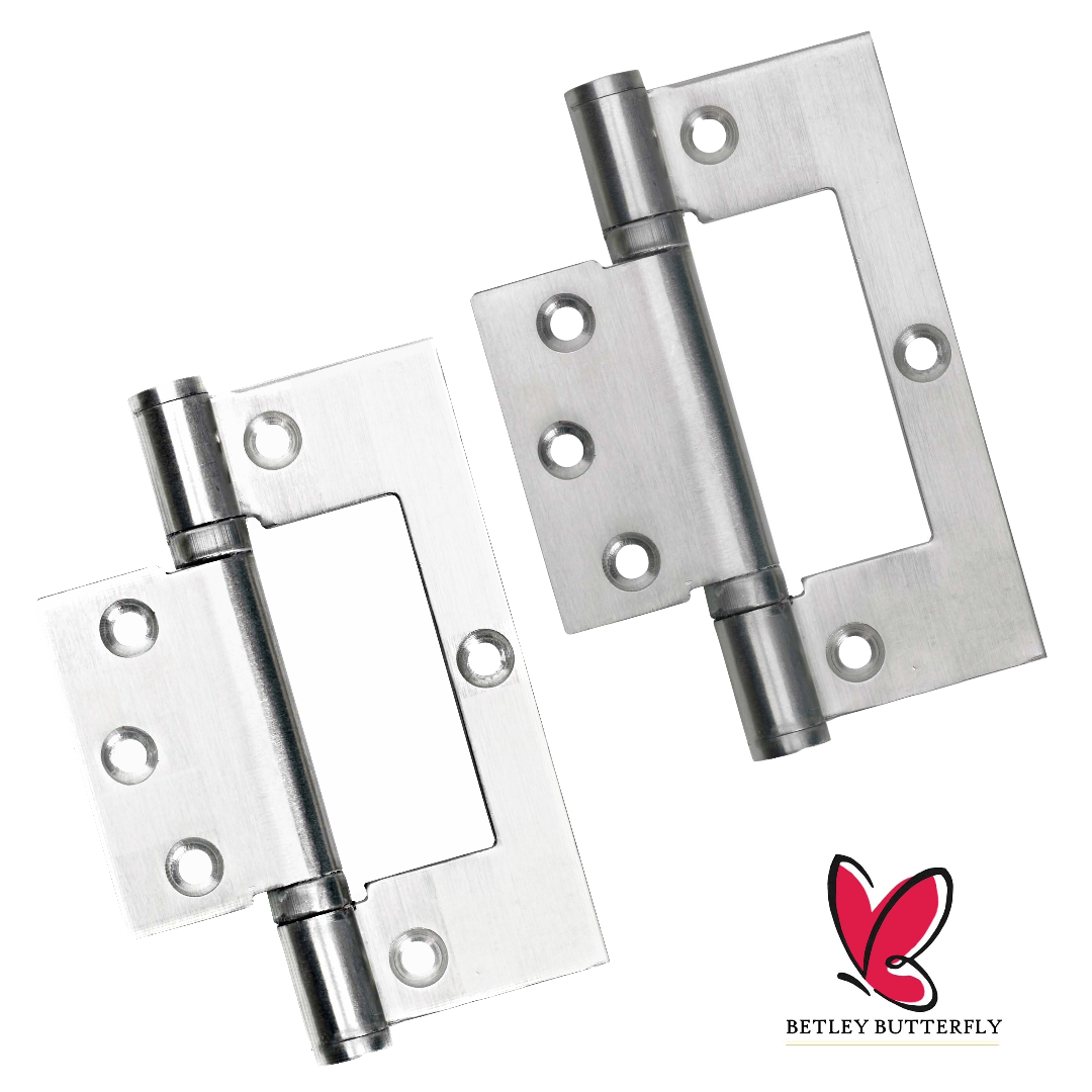 Charnières de 4 pouces en acier inoxydable à roulement à billes pour porte de placard affleurante, chrome satiné 