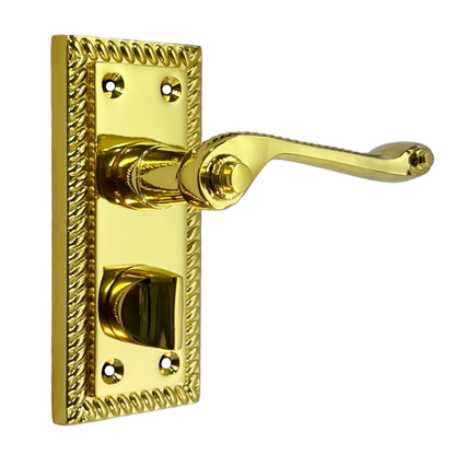 Poignées de porte géorgiennes en laiton pour WC et salle de bain, 108 mm x 48 mm, levier à défilement