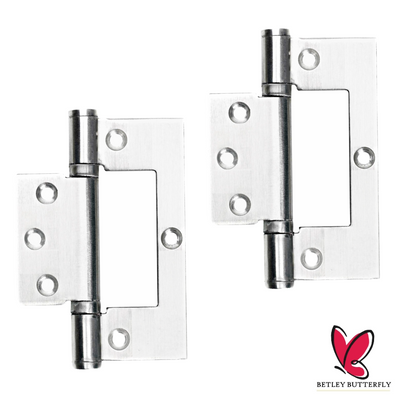 Charnières de 4 pouces en acier inoxydable à roulement à billes pour porte de placard affleurante, chrome satiné 