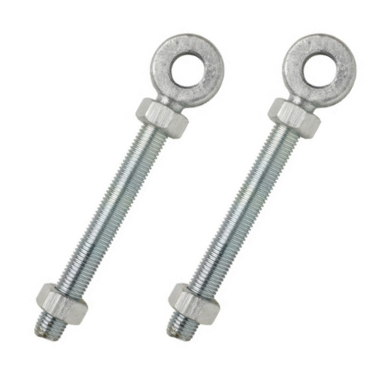 Paire de boulons à œil réglables galvanisés 100 mm et 150 mm pour broches de 12 mm et 16 mm