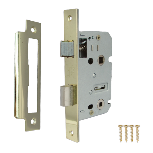 Serrure à mortaise pour salle de bain, serrure à guillotine en laiton, 7,6 cm, verrou traversant pour porte de bain réversible