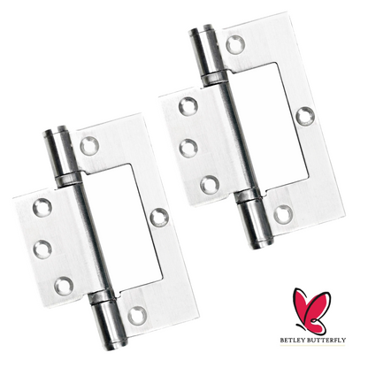 Charnières de 4 pouces en acier inoxydable à roulement à billes pour porte de placard affleurante, chrome satiné 