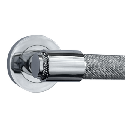 Poignées de porte moletées en chrome poli, boucle et col, levier sur rosace ronde, poignée de loquet de luxe