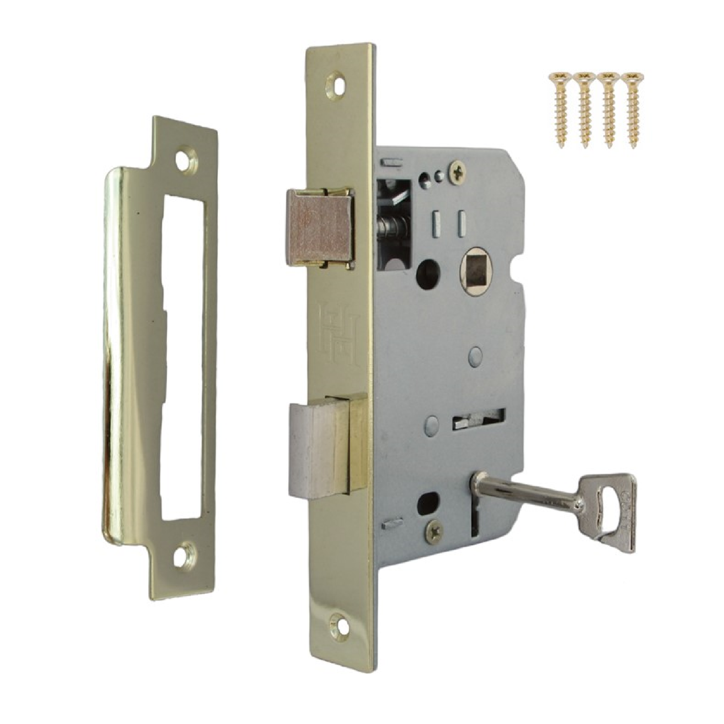 Serrure à mortaise à 3 leviers en laiton, clé 2,5" 64 mm, verrou traversant, poignée de salle de bain réversible