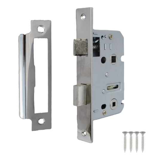 Serrure à mortaise pour salle de bain, serrure à guillotine en nickel, 64 mm, pêne traversant, porte de bain réversible