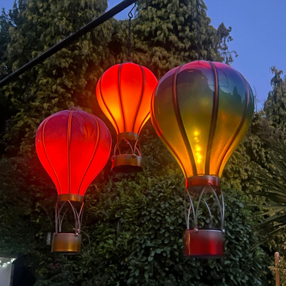Montgolfière solaire rouge flamme – Lampe LED suspendue d'extérieur pour décoration de jardin, terrasse et porche