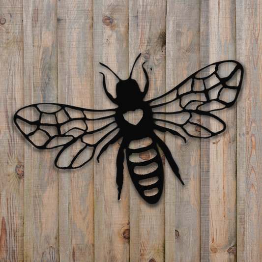 Grande silhouette d'abeille en métal noir - Décoration murale pour jardin