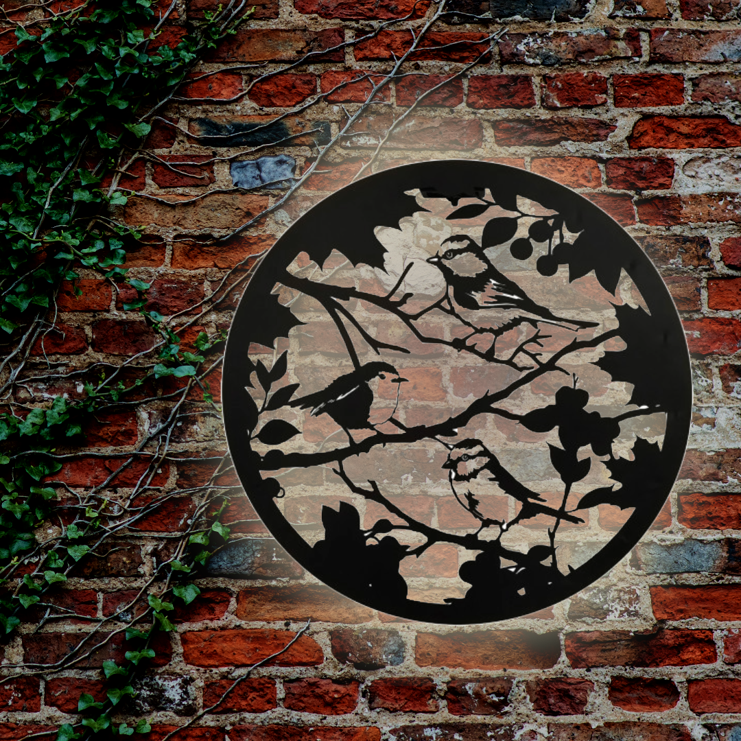Décoration murale en métal avec silhouette d'oiseau britannique rétroéclairée à l'énergie solaire – Décoration de jardin extérieur