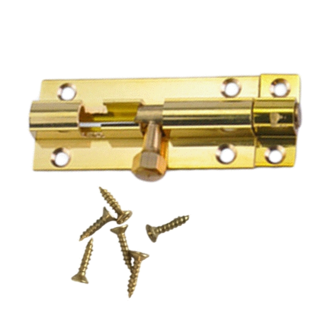 Serrure à pêne cylindrique en laiton de 7,6 cm (3 po) à glissière - Verrouillage de porte de sécurité avec vis - PACK MULTIPLE
