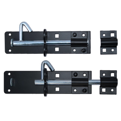 Paire de verrous Brenton 4/6/8 pouces - Noir et zinc - Porte de jardin robuste pour abri de jardin