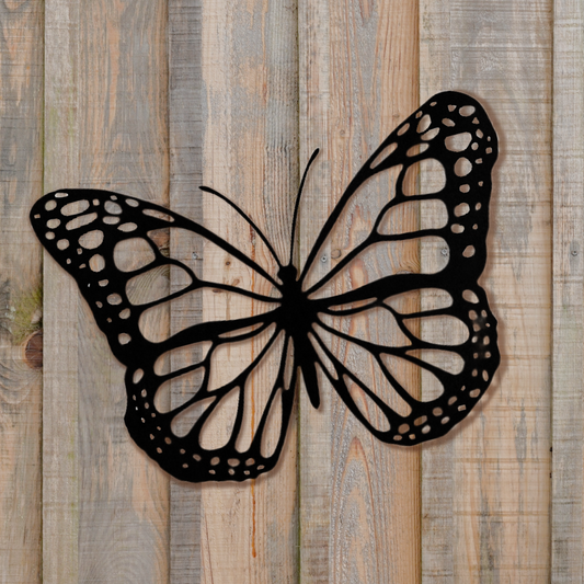 Grande silhouette de papillon en métal noir - Décoration murale de jardin pour intérieur et extérieur