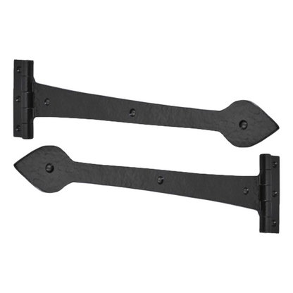 Charnières en T pour portail lourd Tudor en fonte noire de 229 mm, 9 po, tête de lance, paire