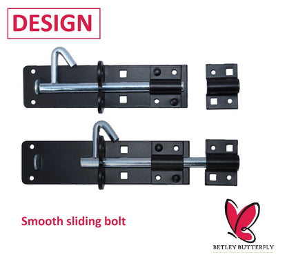 Paire de verrous Brenton 4/6/8 pouces - Noir et zinc - Porte de jardin robuste pour abri de jardin