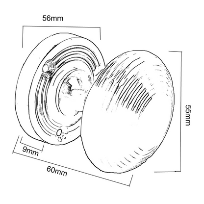 Boutons de porte ronds cannelés à mortaise - Satin 56 mm