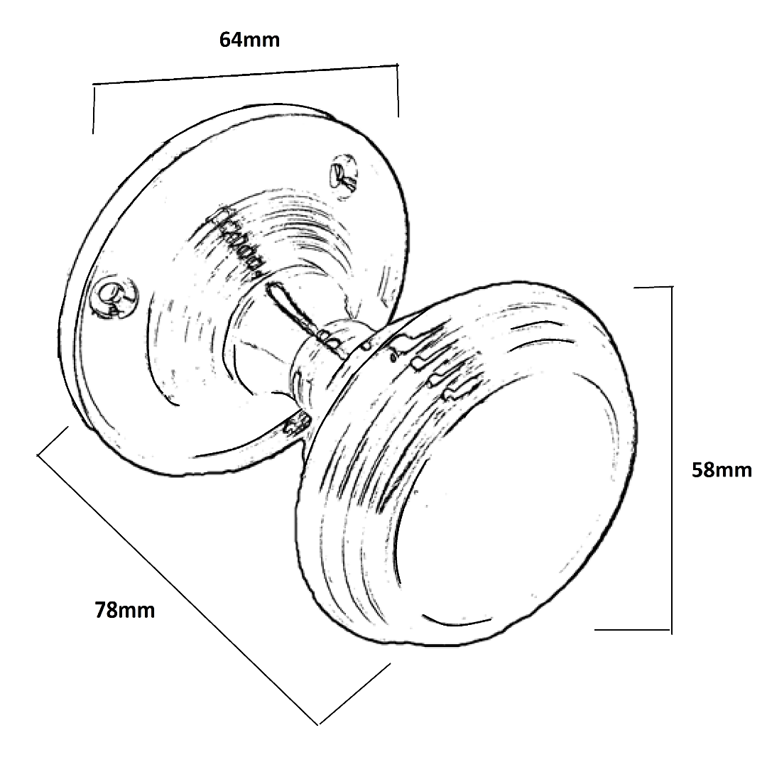Lot de 1/4/6 paires de boutons de porte cannelés en laiton massif satiné Queen Anne