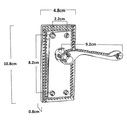 Poignées de porte à levier style géorgien, bord cordé - Satin 110 mm x 50 mm
