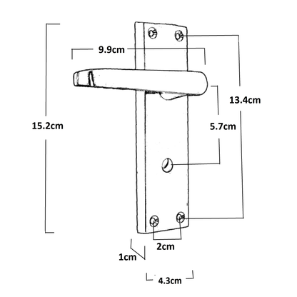 Poignées de porte de salle de bain SATIN Victorien DROIT Levier + Serrure