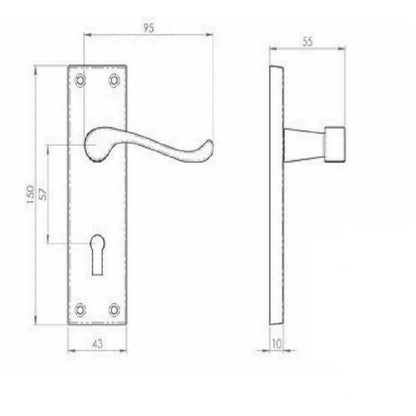 Poignées de porte victoriennes à levier et serrure à volutes - Pack satiné 150 x 40 mm