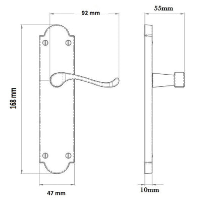 Loquet de poignée de porte Ashford à levier à défilement - Pack de loquets noir mat