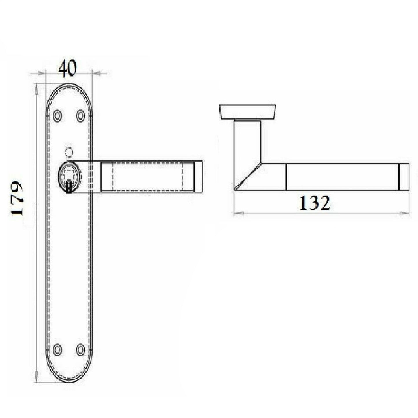 Poignées de porte à onglet, levier droit, pack Duo - Chrome satiné 180 mm