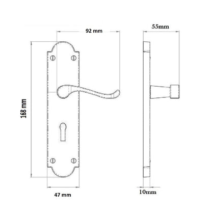 Poignées de porte Ashford multipack, serrure à clé, levier à défilement, satin, 1/4/6 paires