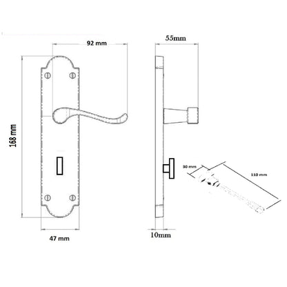 Poignée de porte Epsom pour salle de bain, levier à défilement, noir mat