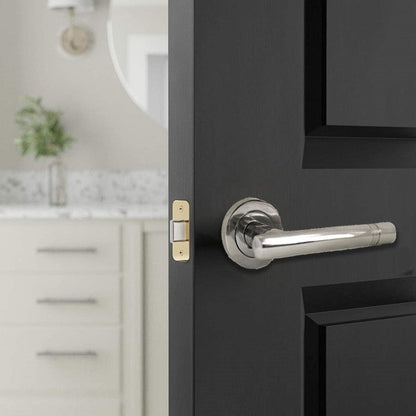 Poignées de porte Cossima à levier droit en T sur rosace - Loquet chromé 125 mm