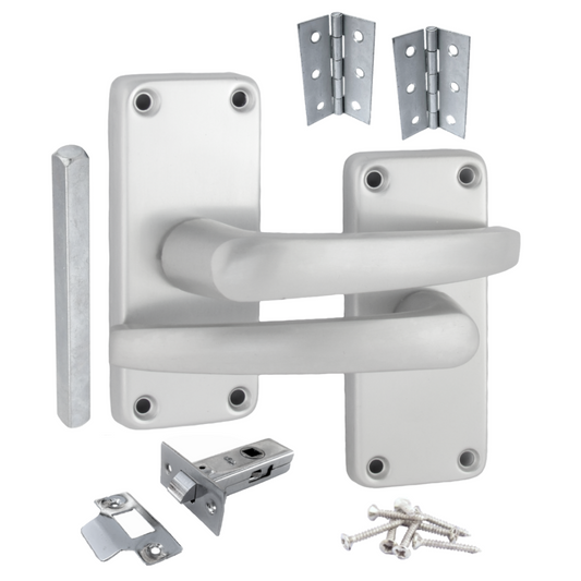Poignées de porte à levier droites modernes en aluminium, lot de charnières, argent satiné