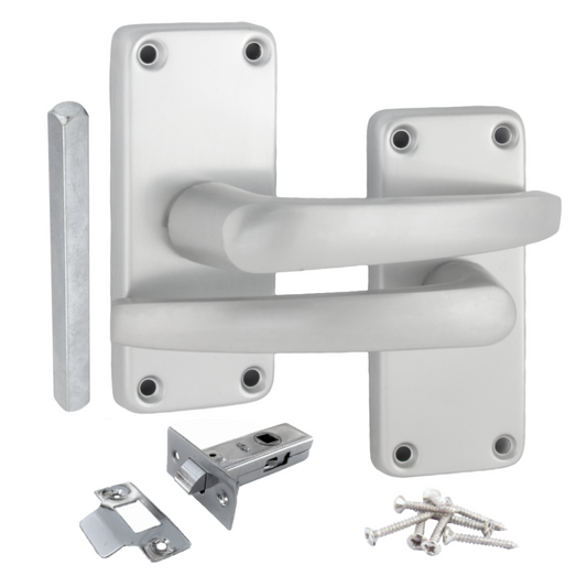 Poignées de porte à levier droites modernes en aluminium, argent satiné