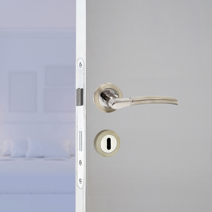 Poignées de porte Indiana à levier, rosace chromée satinée, 125 mm