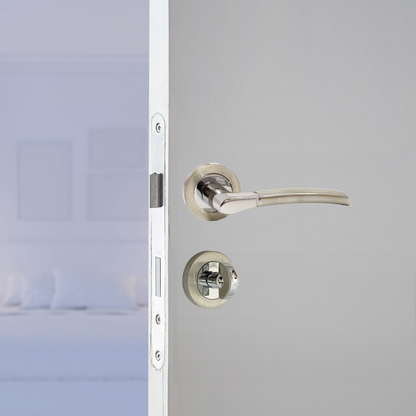 Poignées de porte Indiana à levier rosace - Chrome satiné pour salle de bain, lot de 125 mm
