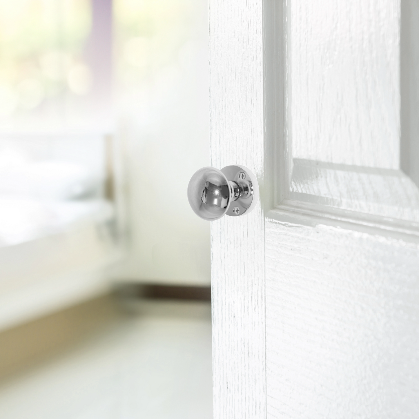 Boutons de porte ronds victoriens à mortaise à ressort - Serrure à bouton-poussoir chromé 56 mm