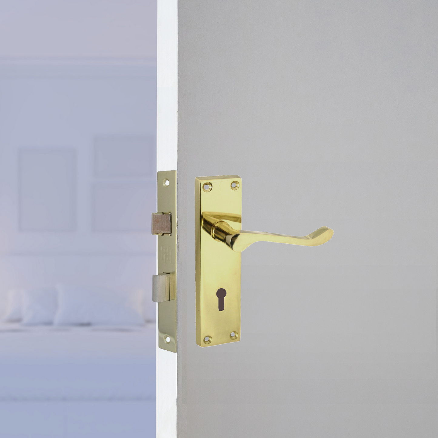 Poignées de porte victoriennes à levier et serrure à volutes - Pack laiton 150 x 40 mm