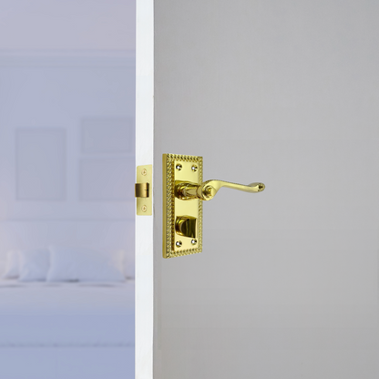 Poignées de porte géorgiennes en laiton pour WC et salle de bain, 108 mm x 48 mm, levier à défilement