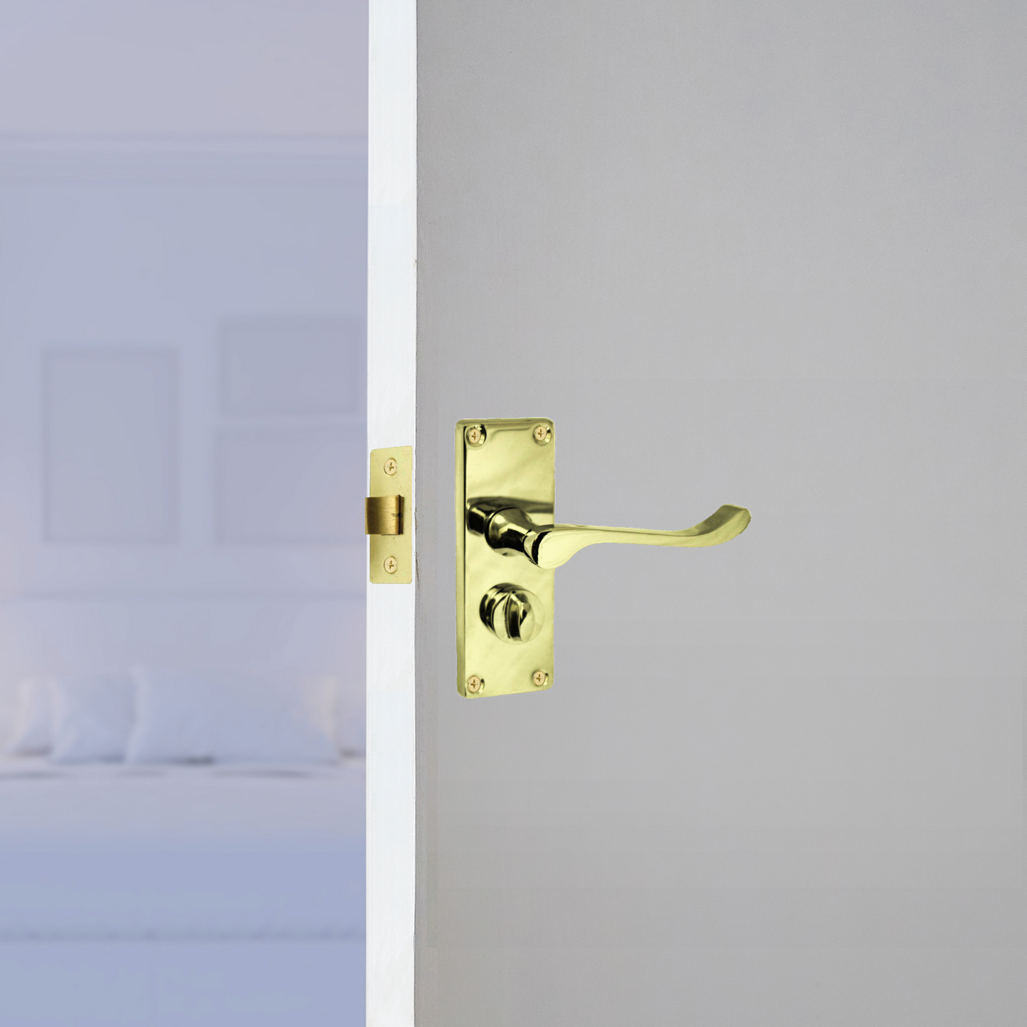 Poignées de porte à volutes pour salle de bain, WC, serrure de confidentialité - Laiton, 118 x 40 mm