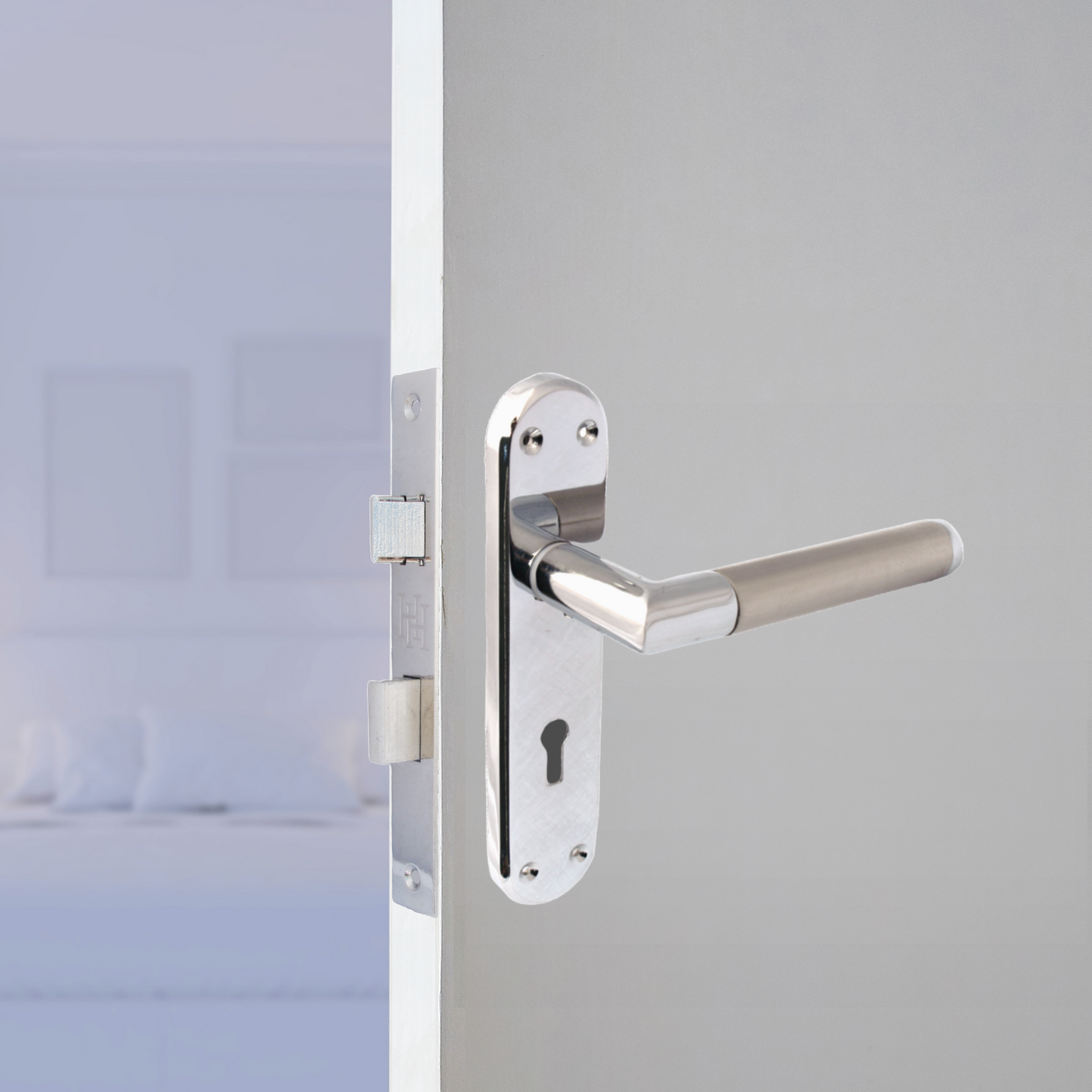 Pack de poignées de porte à levier droit à onglet Duo - Charnières chromées satinées 180 mm x 40 mm