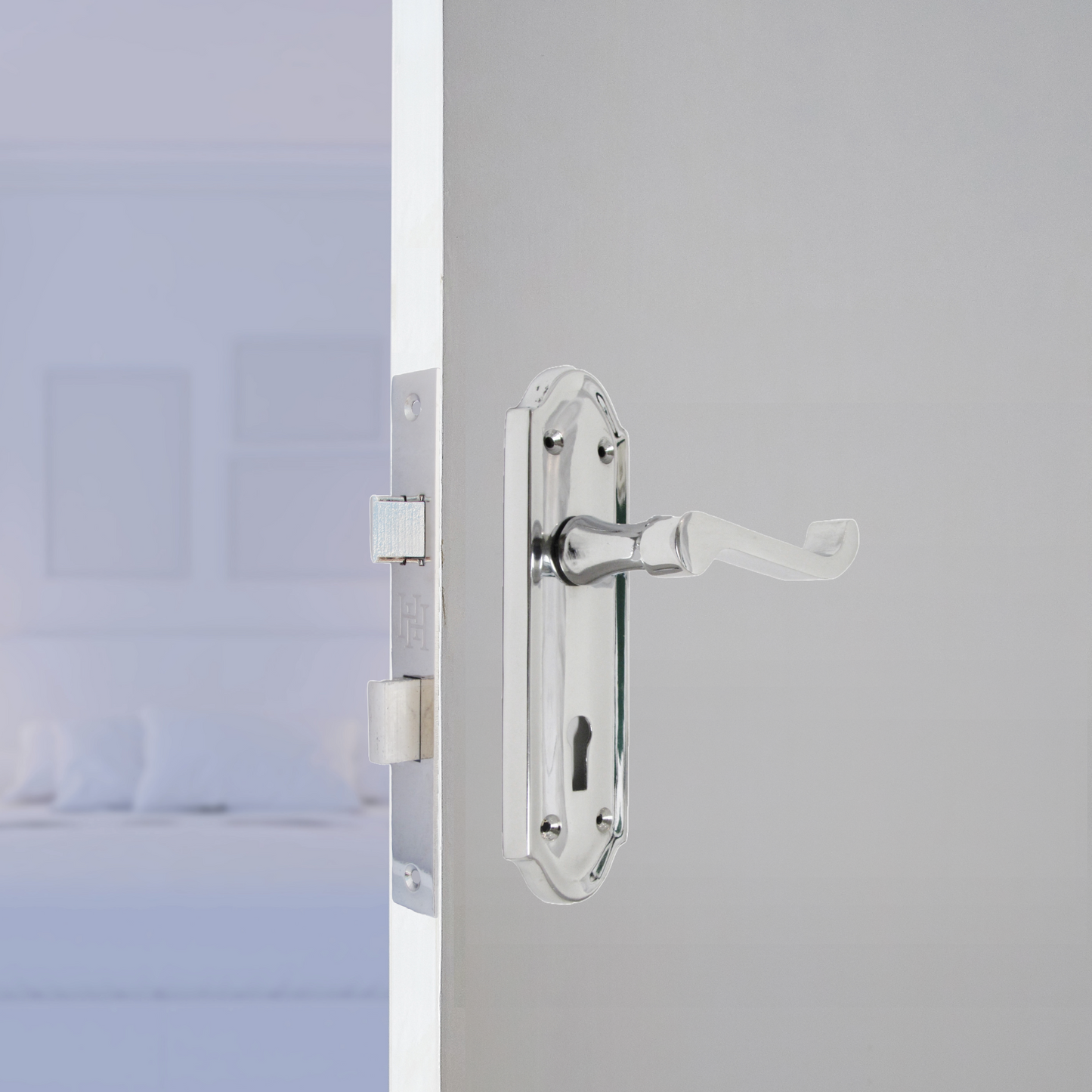 Poignée de porte Ashford avec serrure à clé et levier à défilement - Pack de serrures à clé chromées